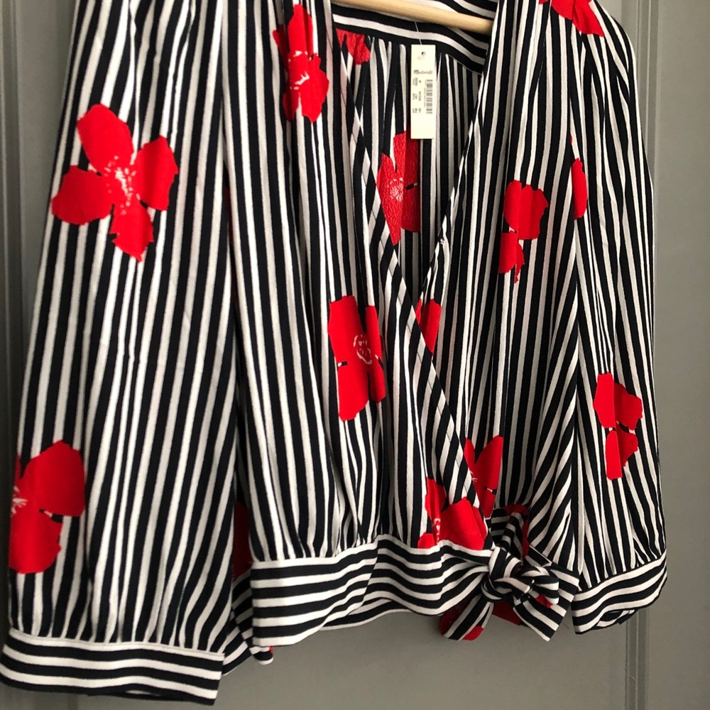 Madewell Orchid Wrap Blouse sz M (NWT) - Picture 3 of 7